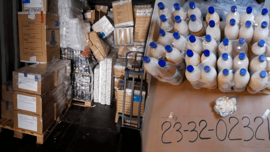 Incautan 33 kilos de cocaína líquida en carga de botellas de sazón y bebidas lácteas - Antena 7